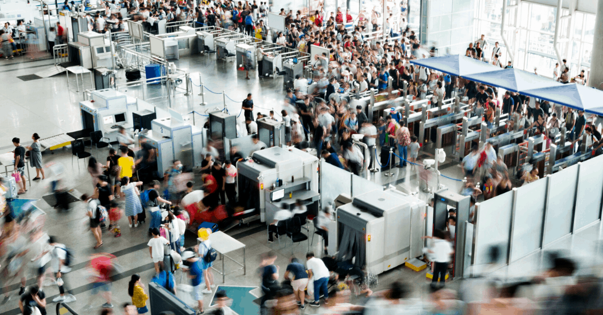 <figcaption>Crowded airports and travel hubs will have to change, Greenberg says. <em>Image credit: baona/iStock</em></figcaption>