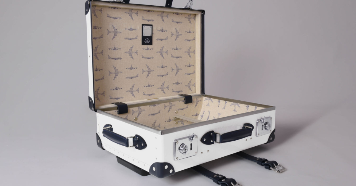 Globe-Trotter is a British luxury luggage brand known for its handcrafted suitcases made from vulcanised fibreboard, which makes them lightweight but sturdy. 