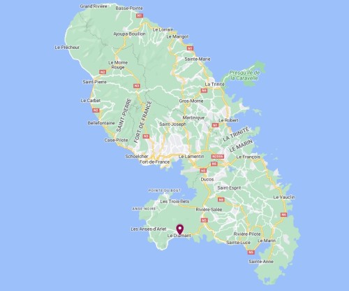 Le Diamant sur la carte de la Martinique