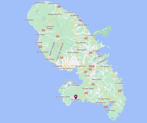 Le Diamant sur la carte de la Martinique