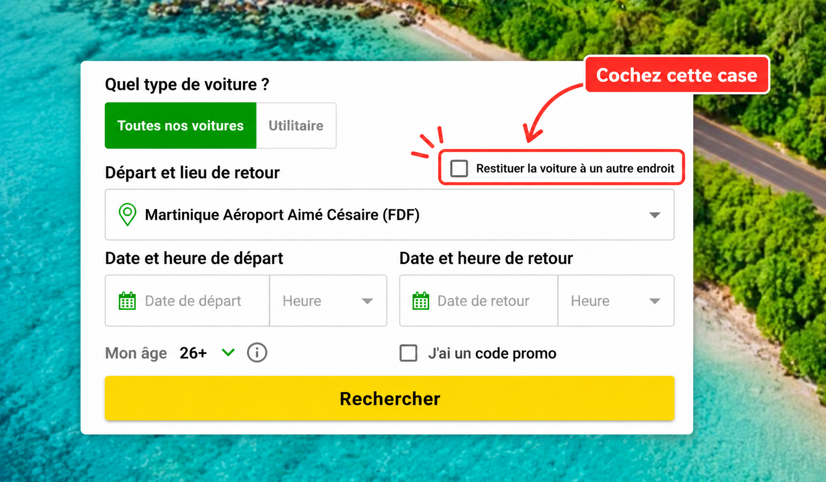 Réserver une location en aller simple avec Europcar Martinique