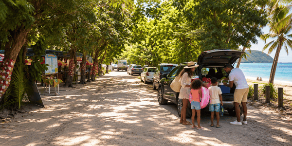 Family with a Rental Car in Martinique