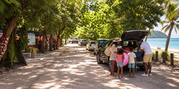 Family with a Rental Car in Martinique