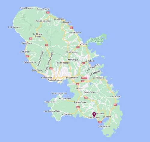 Sainte-Luce sur la carte de la Martinique