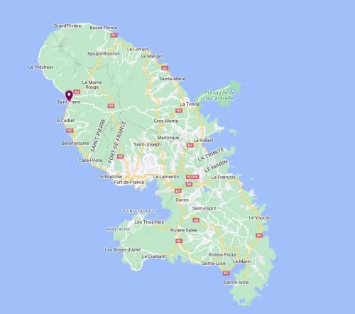 Saint-Pierre sur la Carte de Martinique