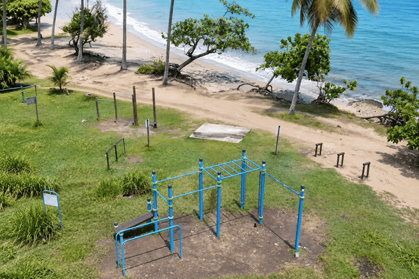 Fitness trail at Gros Raisin Beach in Sainte-Luce