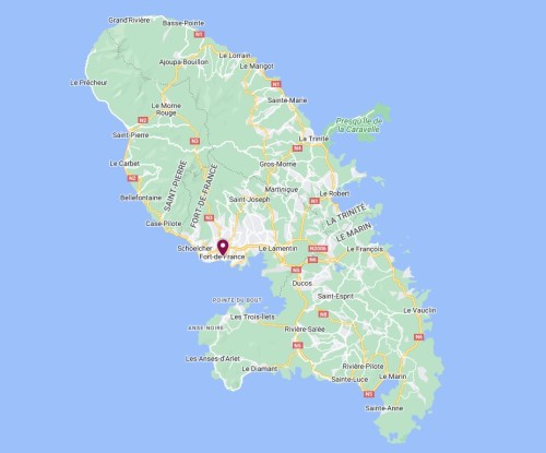 Fort-de-France sur la carte de Martinique