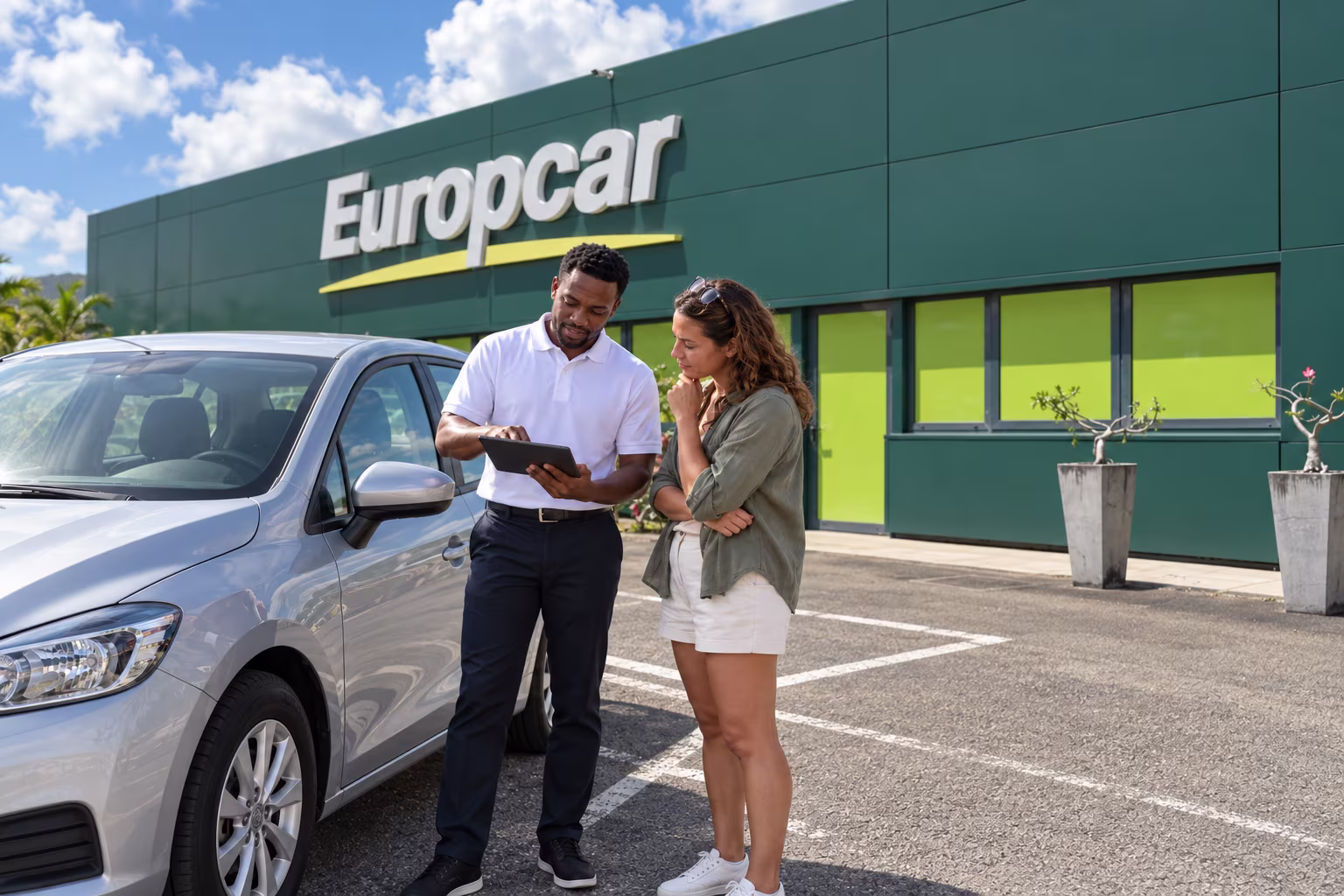 Vehicle inspection at the Europcar Martinique branch