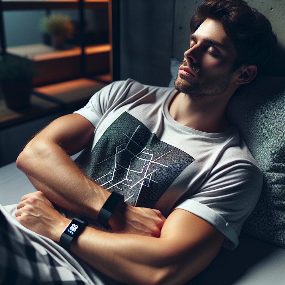 A Googler wearing a Fitbit watch and sleeping peacefully.
