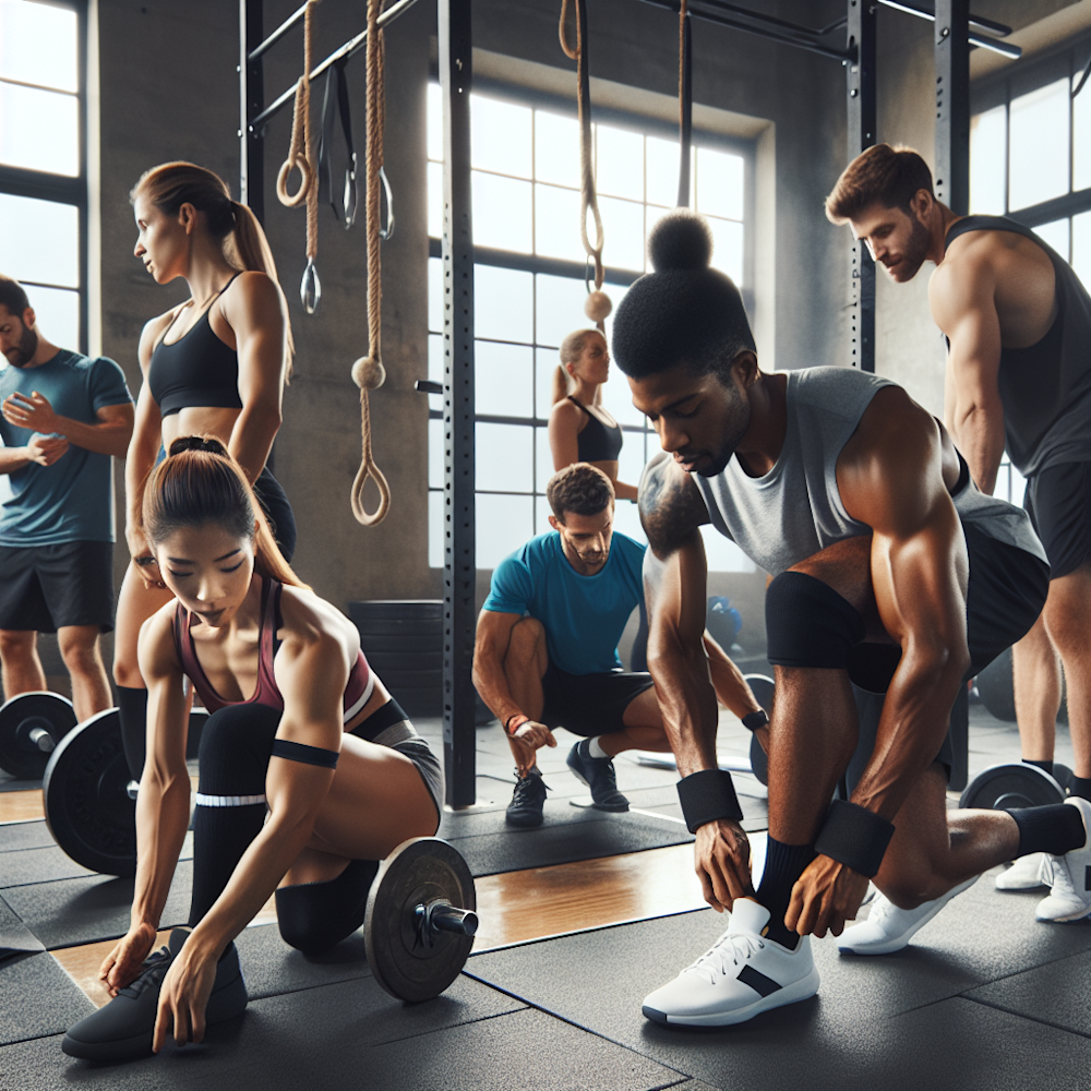 Athletes preparing for a CrossFit event.