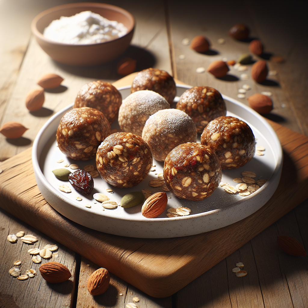Plate with homemade protein bites on it