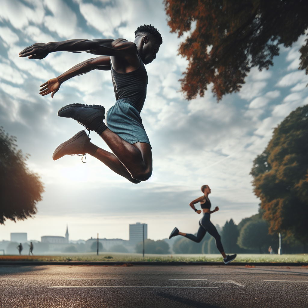 "Person running and doing jumping jacks"