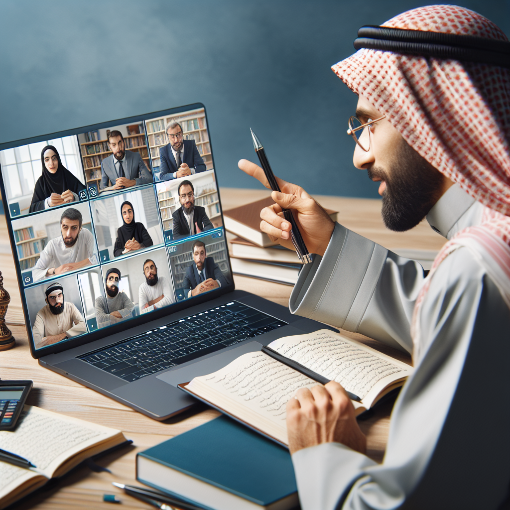 Person training others virtually on a laptop.