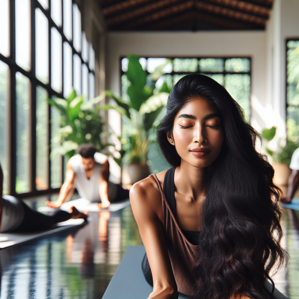 Woman posing in a yoga stretch