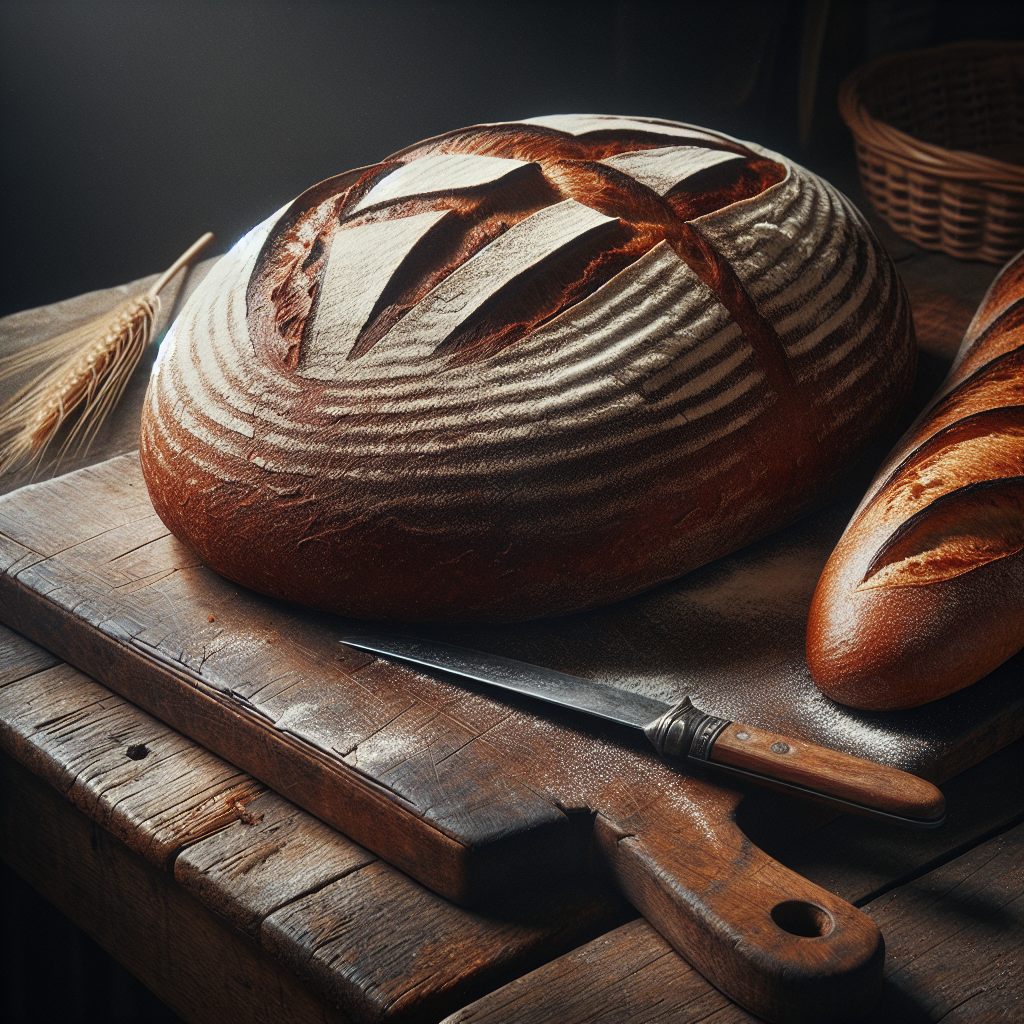 Two types of bread on a cutting board.