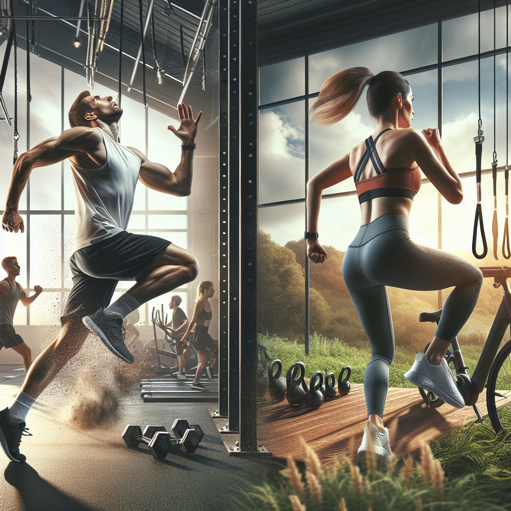 Two individuals performing HIIT and LISS exercises respectively.