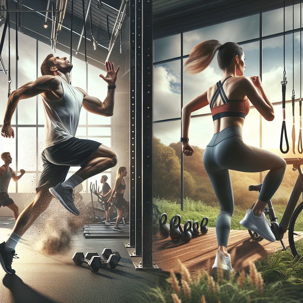 Two individuals performing HIIT and LISS exercises respectively.