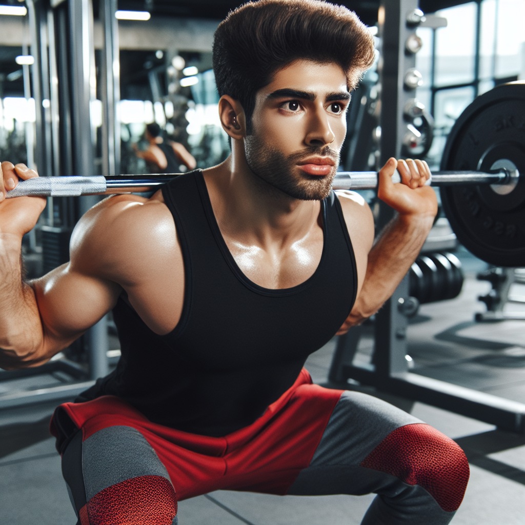 Gym-goer enthusiastically performing a squat workout.