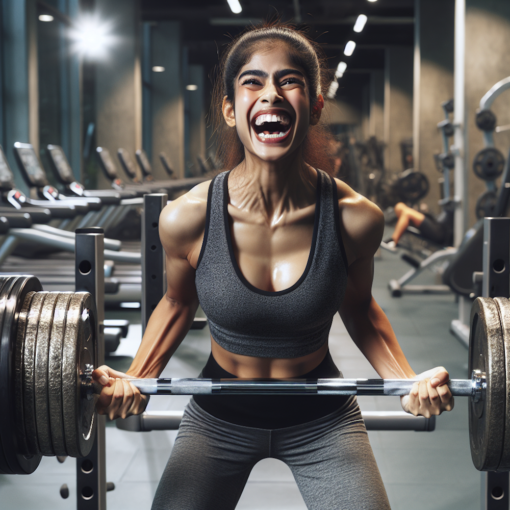 Gym-goer lifting a new personal record weight.