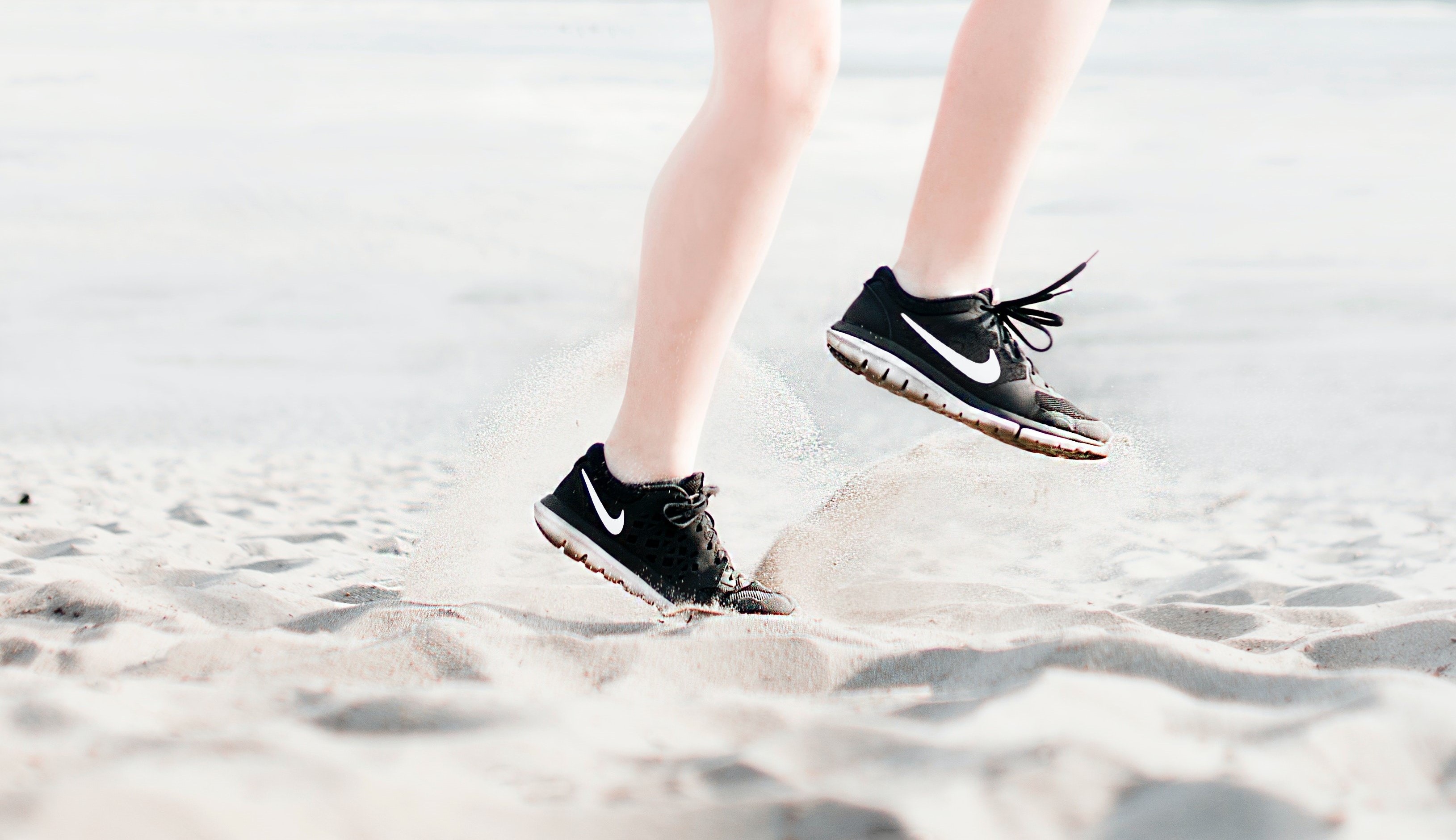 Man running on a beach