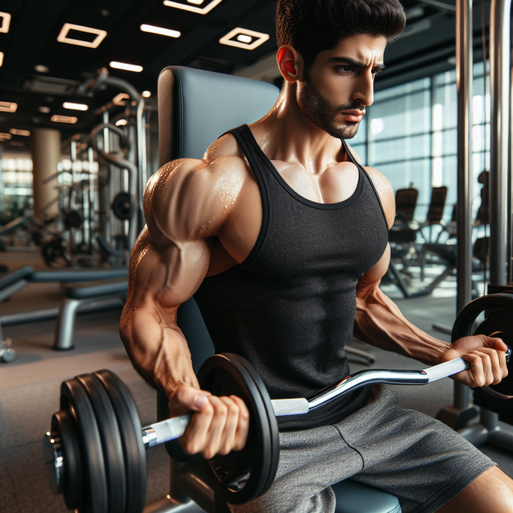 Hadi Choopan lifting weights in gym.