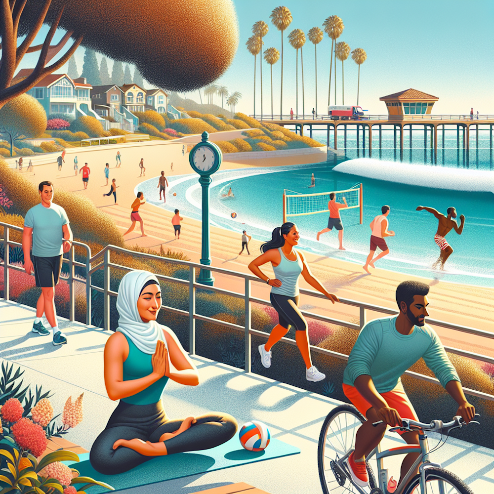 People exercising at various spots in Orange County.