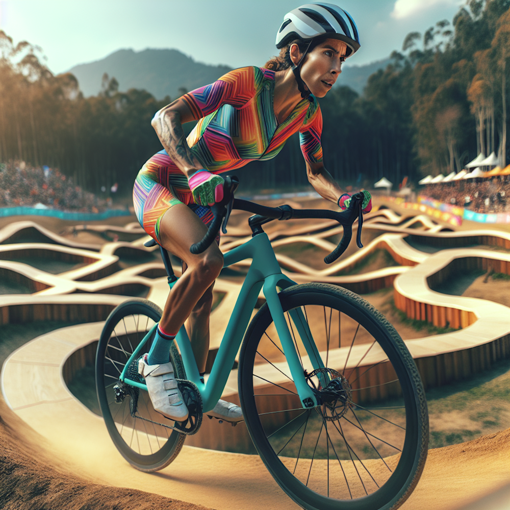 "Cyclist enduring a challenging race track."