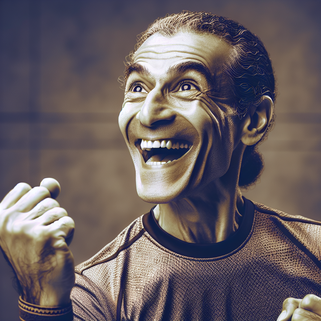 A person exercising with a joyous expression.