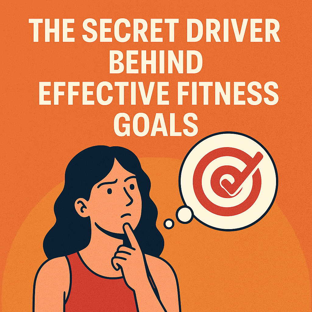 Illustration of woman thinking with target and checkmark in thought bubble, representing motivation behind fitness goals