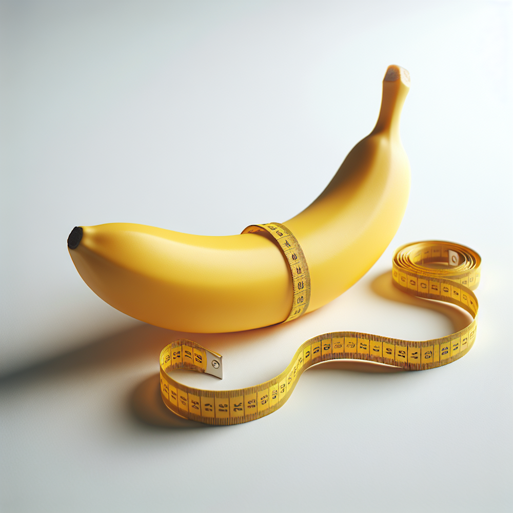 Banana being measured with a measuring tape.