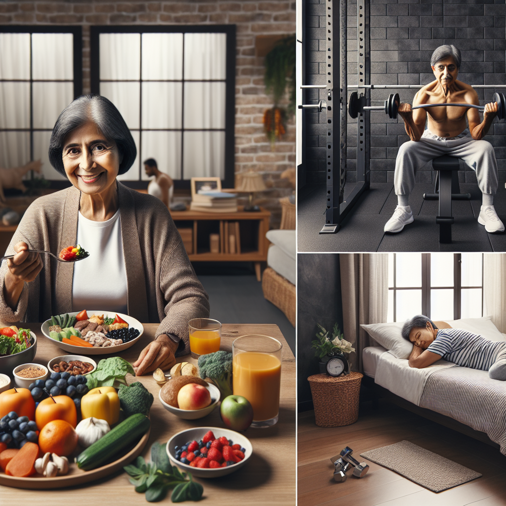 Person following diet, exercise, and sleep plan.
