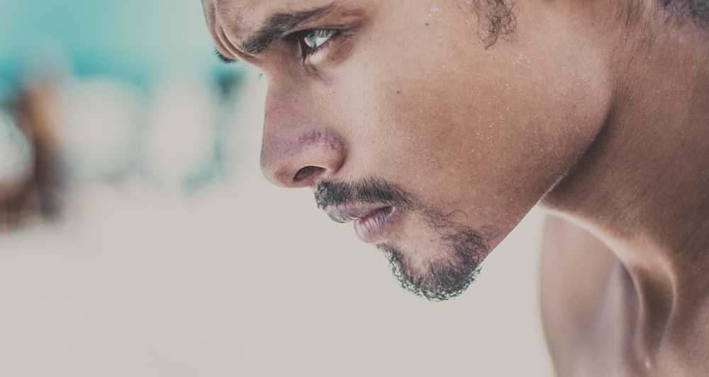 A man with a focused face