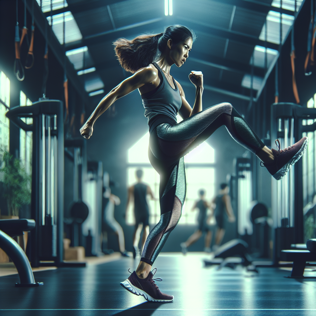 Woman exercising with focus on legs.