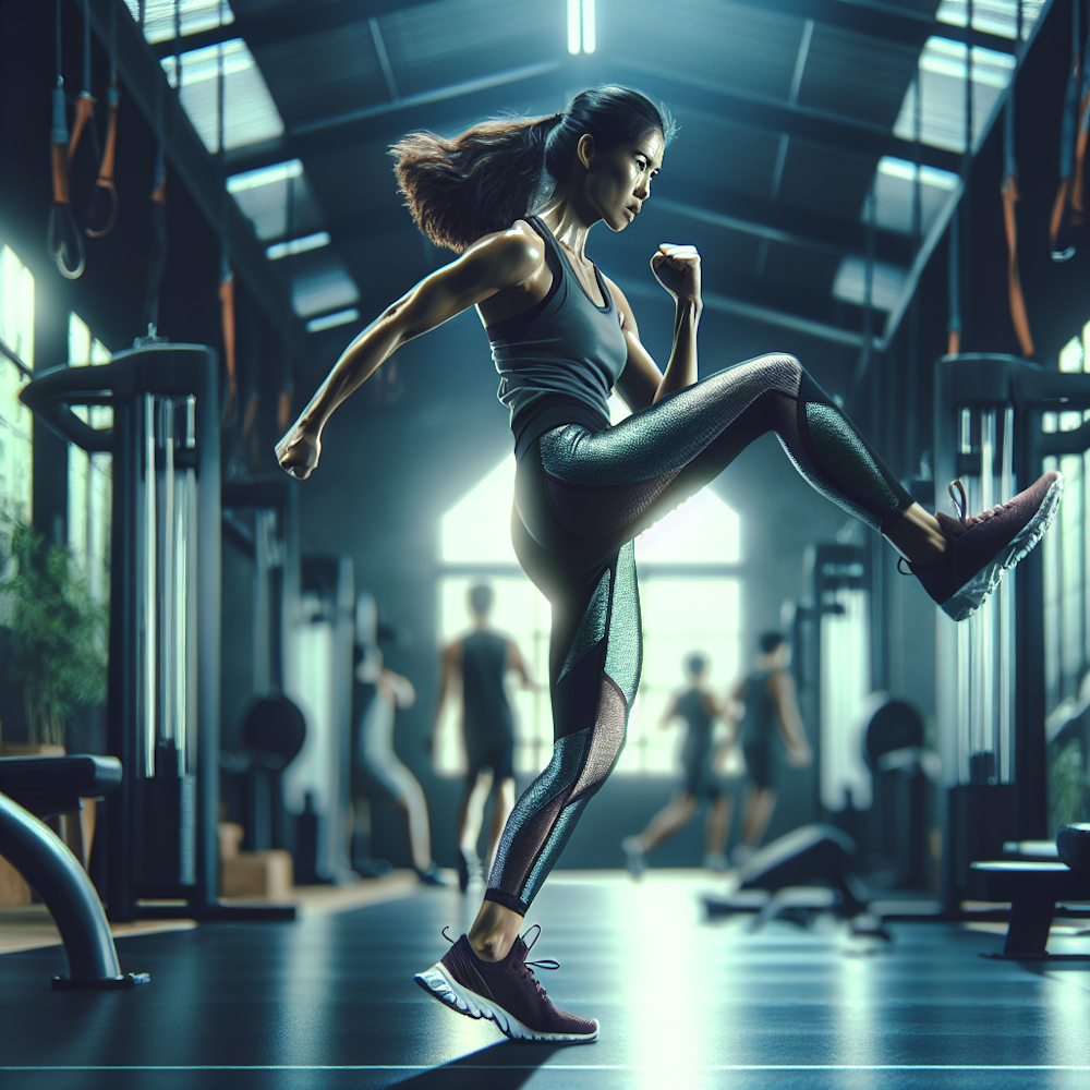 Woman exercising with focus on legs.