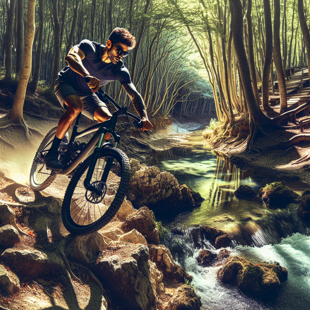 Cyclist on rugged trail near Coyote Creek