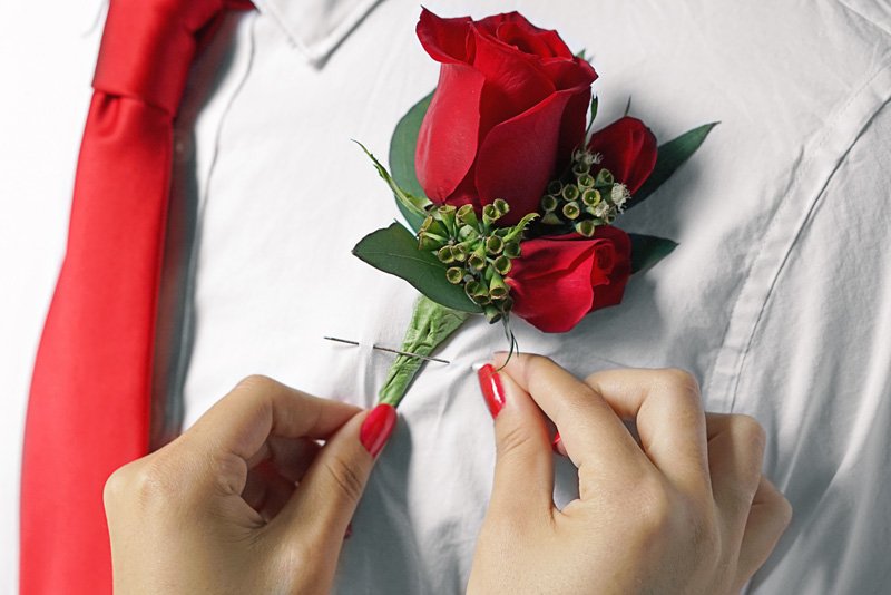 how to put a boutonniere on a dress shirt How to Put on a Boutonniere in 5 Easy Steps