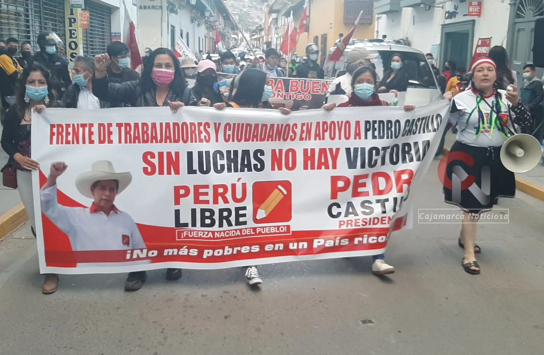 Simpatizantes de Pedro Castillo en Cajamarca exigen a Keiko Fujimori que “deje de dividir al país”