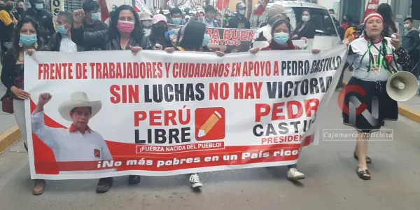 Simpatizantes de Pedro Castillo en Cajamarca exigen a Keiko Fujimori que “deje de dividir al país”