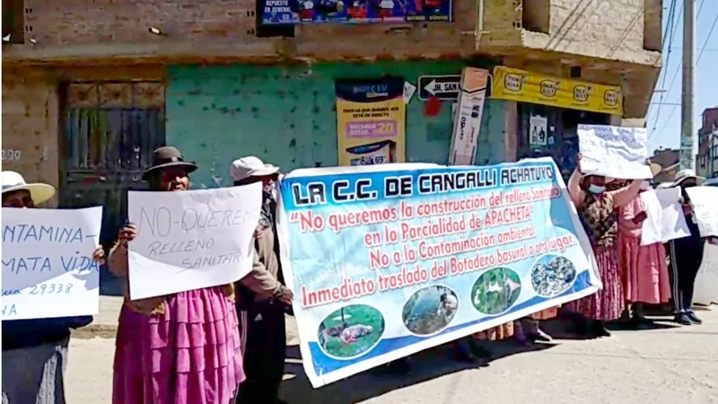 Comunidades exigen reubicación de proyecto de relleno sanitario de la provincia de El Collao