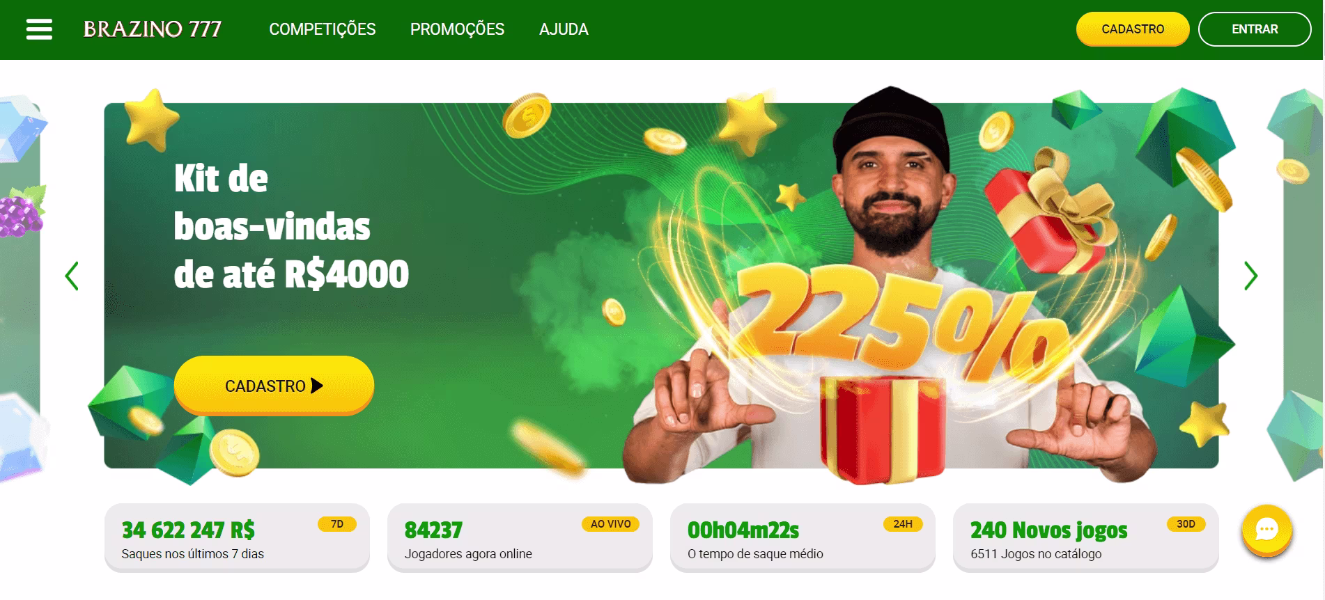 Página inicial do Brazino777