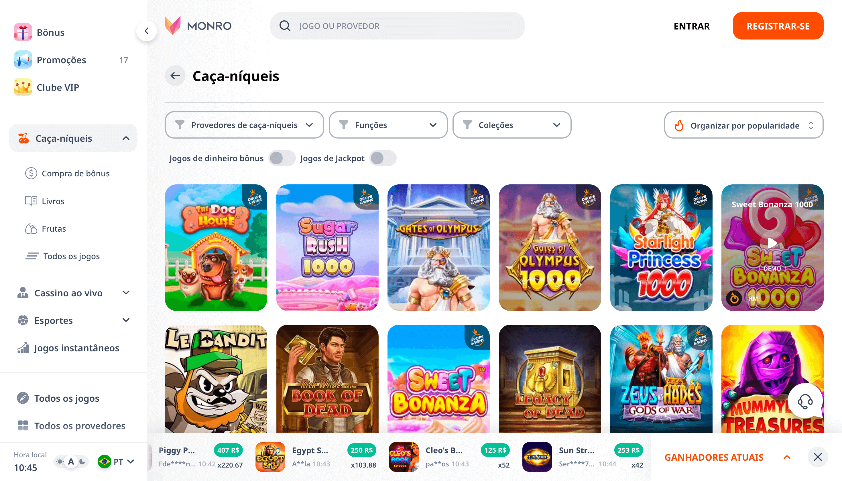 Jogos de cassino no Monro