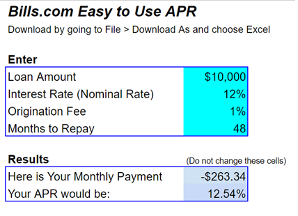 Bills.com Personal Loan APR Calculator