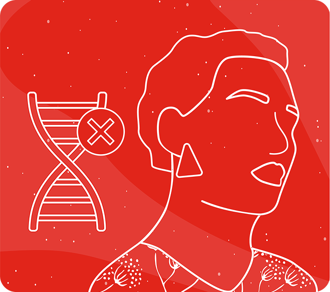 Illustration of a women with DNA.