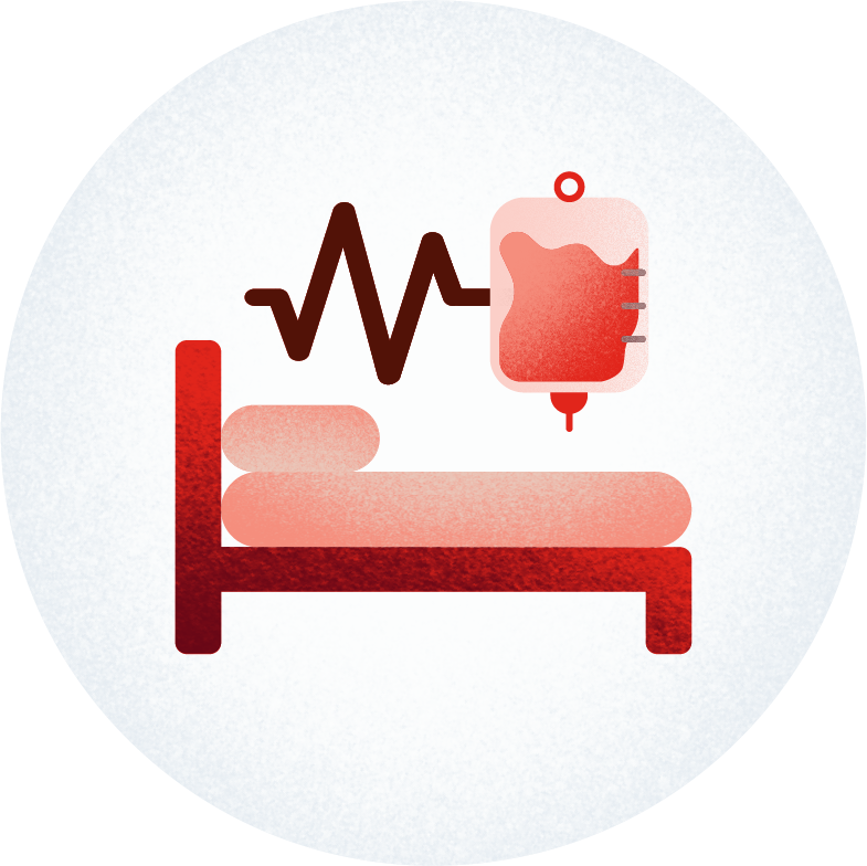 Hospital bed with IV bag icon