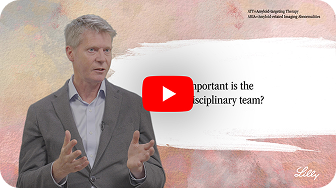 Video thumbnail of Dr. Richard Perry discussing the importance of a multidisciplinary team and monitoring during treatment with amyloid-targeting therapies