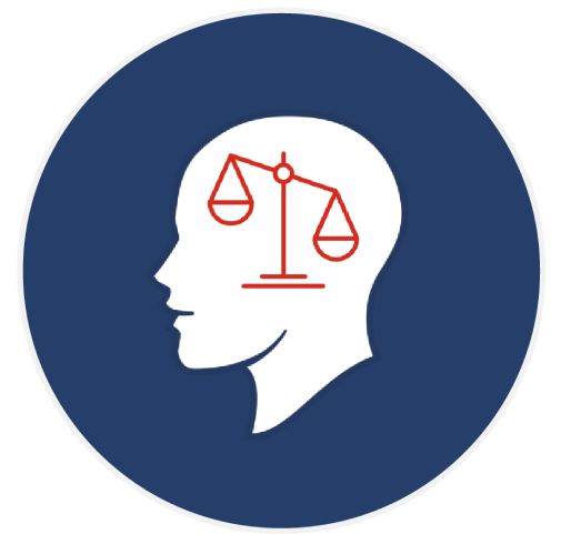 silhouette of head with balance scales