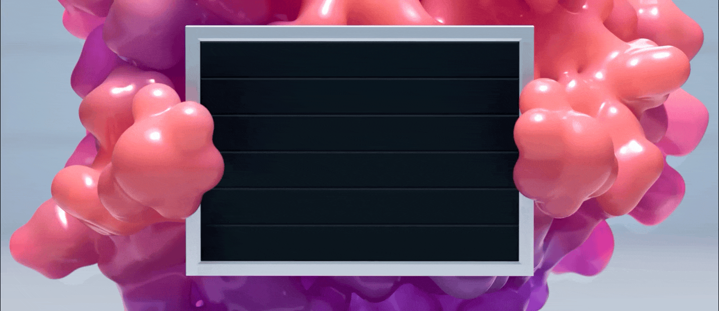 Animated GIF of a KRAS G12C molecule holding a suspect-style board as if under investigation with charges