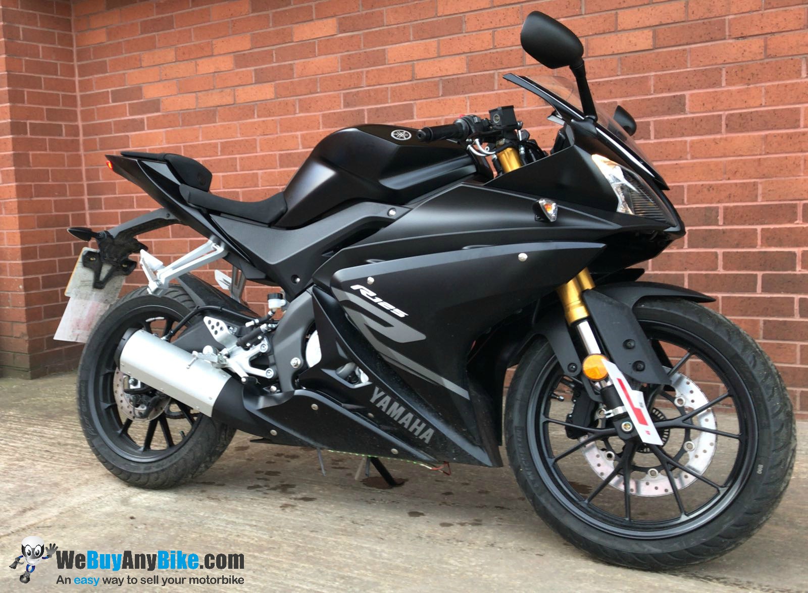 Black Yamaha - WeBuyAnyBike logo - Sell my motorbike - motorcycle trader