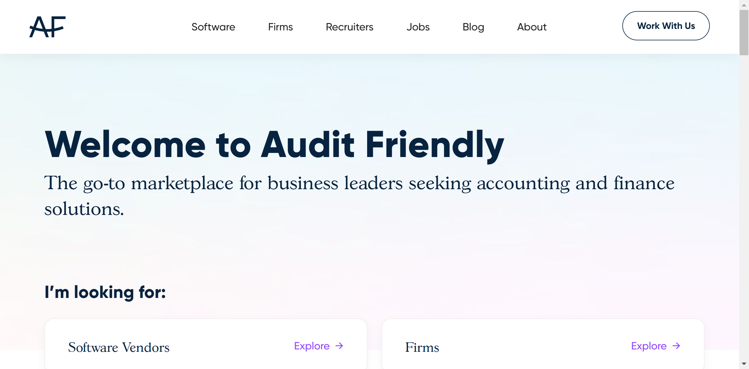 Audit Friendly homepage screenshot