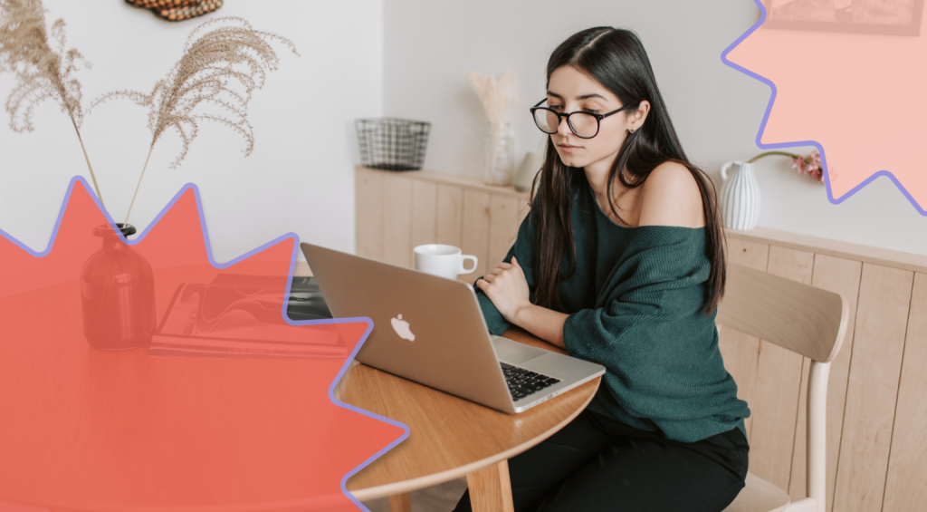 A woman working in a cozy office space